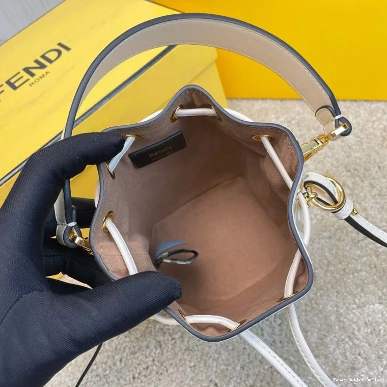 Affordable Bag Fendi White In Mon Tresor Leather FF Calf Mini Motif Bucket 0724